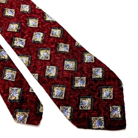 Robert Talbott Larrimor's Silk Tie Print Red Geometric Handsewn USA - Picture 1 of 7